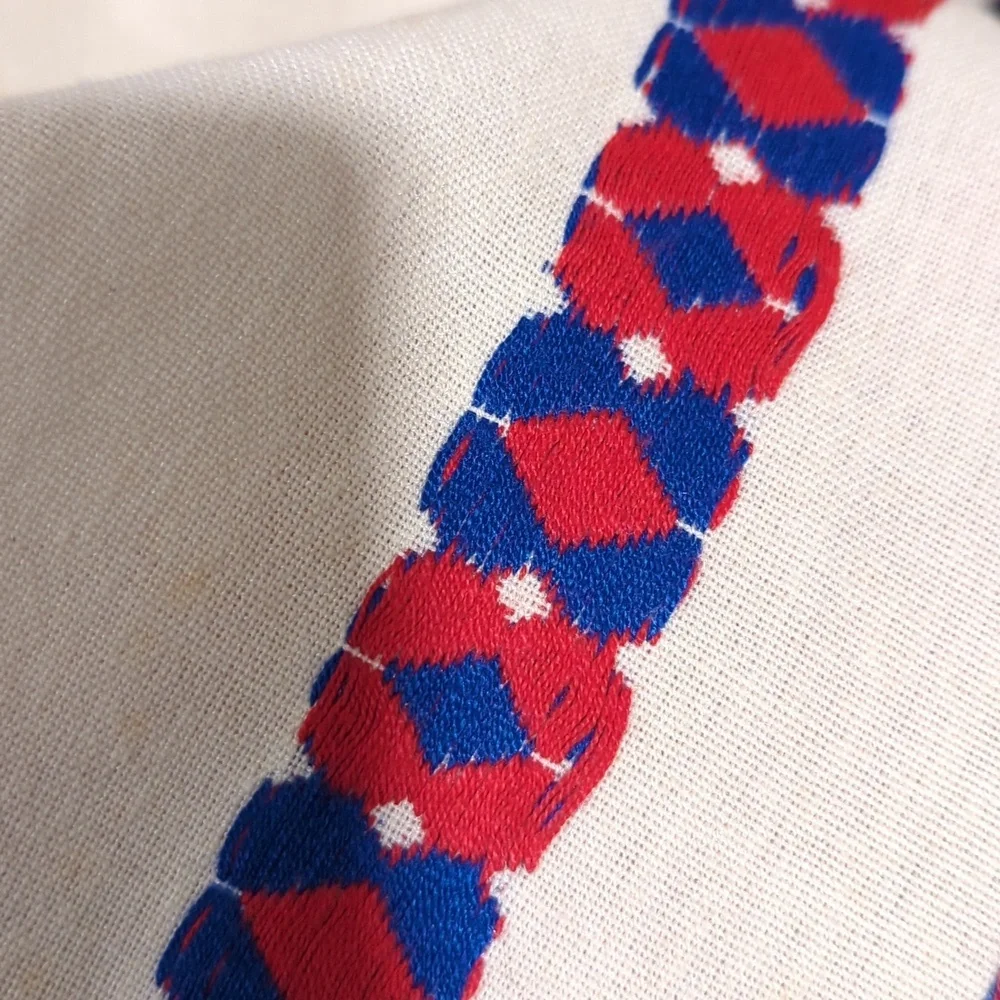 Greek Handmade Patterned Dress with Red and Blue Accents - Picture 9 of 13